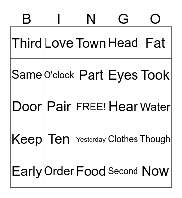 Three Hundred Set D Bingo Card