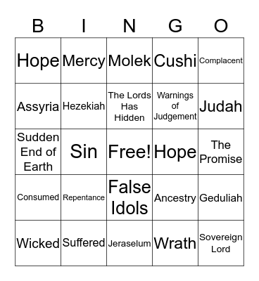 Book of Zephaninah Bingo Card