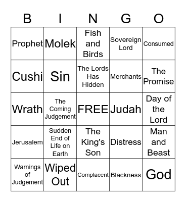Book of Zephaninah Bingo Card