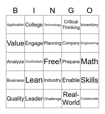 Lean Lingo Bingo Card