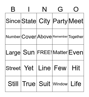 Fourth Hundred Set Bingo Card