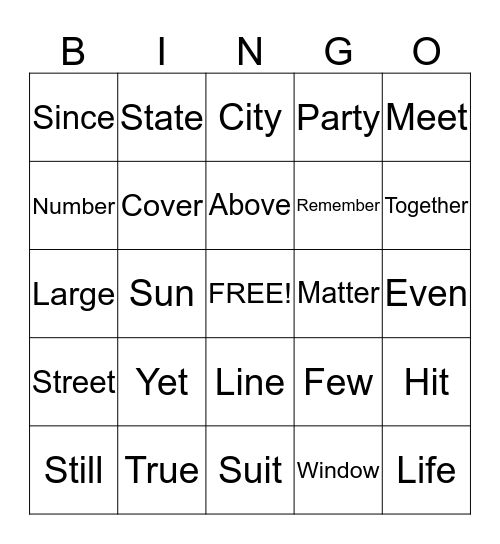 Fourth Hundred Set Bingo Card