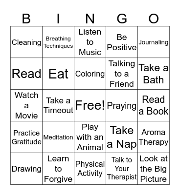 Coping Skills  Bingo Card