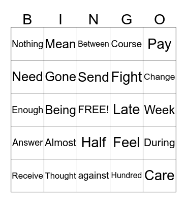 Fourth Hundred Set C Bingo Card