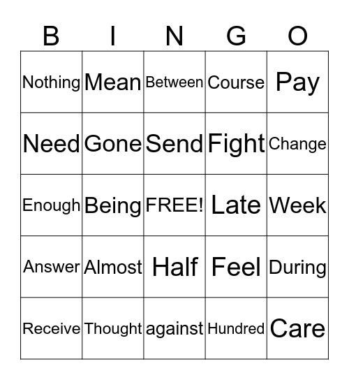 Fourth Hundred Set C Bingo Card