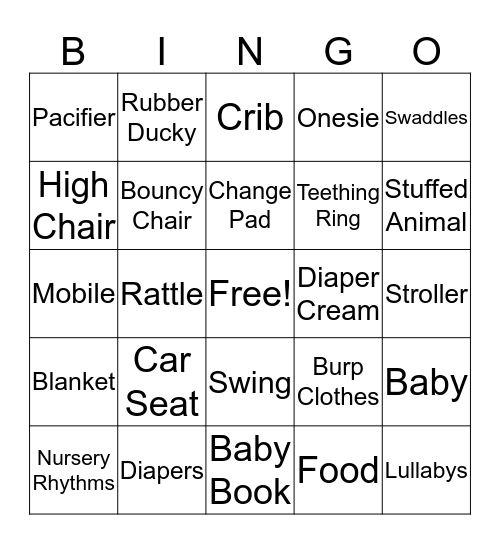 Baby Bingo Card