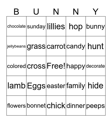 easter Bingo Card