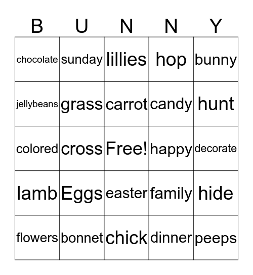 easter Bingo Card