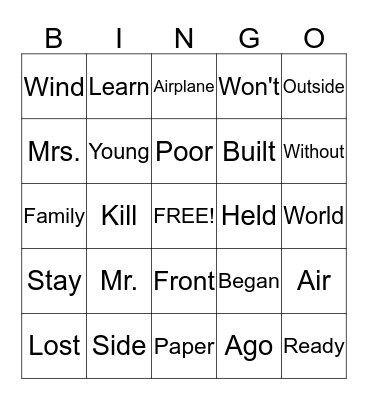 Fourth Hundred Set D Bingo Card