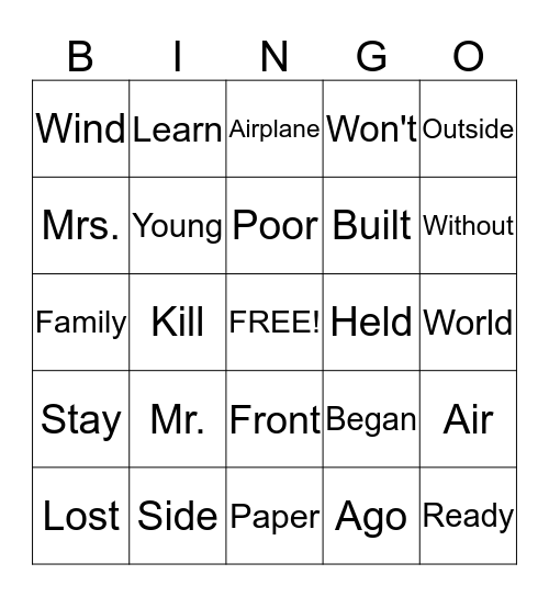 Fourth Hundred Set D Bingo Card