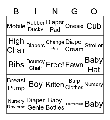 Baby Bingo Card