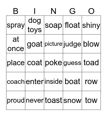 Wordlist 5 Bingo Card