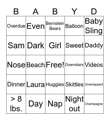 Baby D. BIngo Card