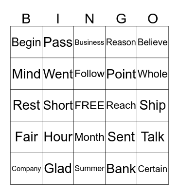 Fifth Hundred Set A Bingo Card