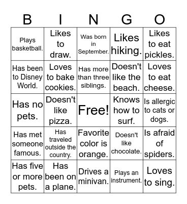 Find someone who... Bingo Card