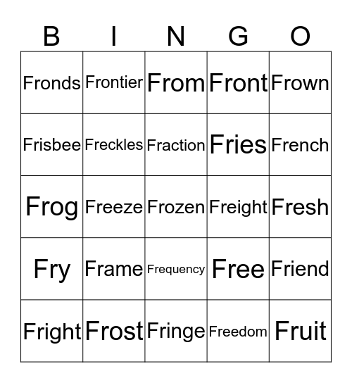 FR Bingo Card