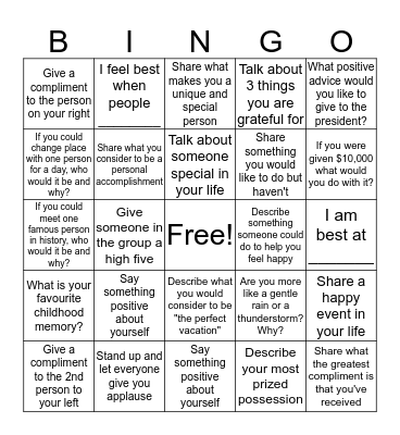 Social Bingo Card