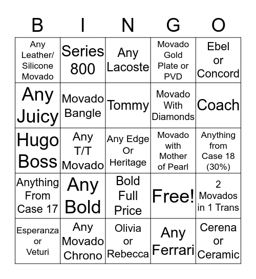 March Week 4 Bingo Card