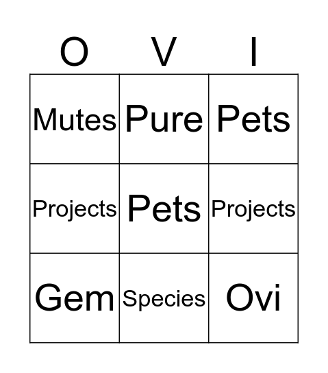 OVI VENUE BINGO Card