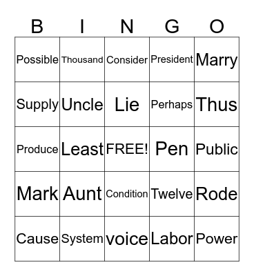 Sixth Hundred Set D Bingo Card