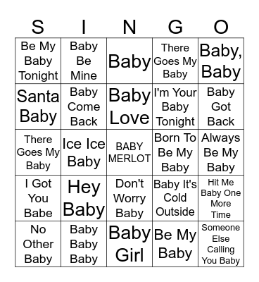 Baby Sprinkle! Bingo Card
