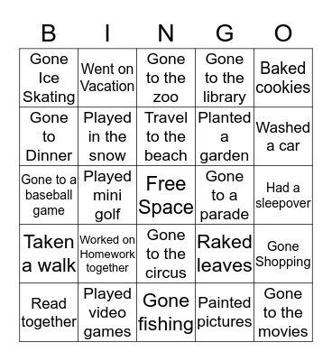 Grandparents Day Bingo Card