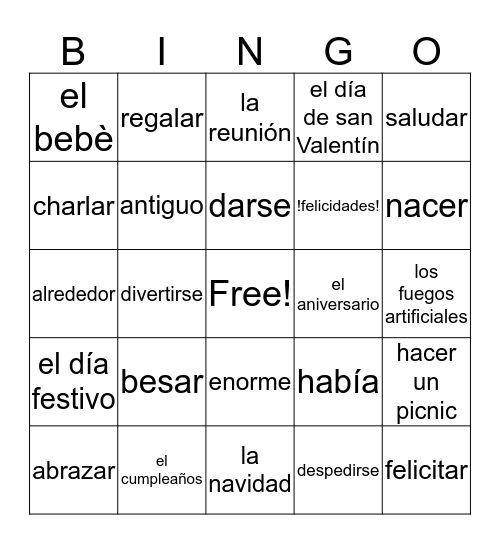 4B vocab Bingo Card