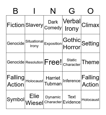 Study Review - Night (Unit 1) Bingo Card