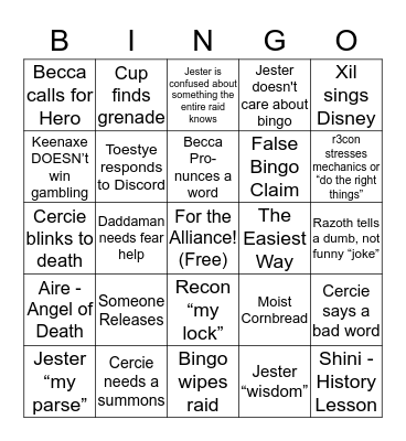 TCC Bingo Card