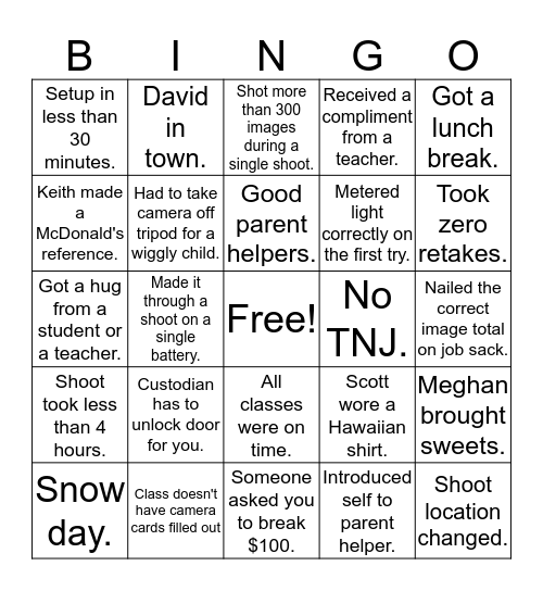 Dorian Bingo Card