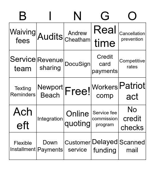 BankDirect Capital Finance Bingo Card