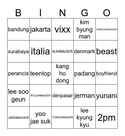 ASHILLA BINGO Card