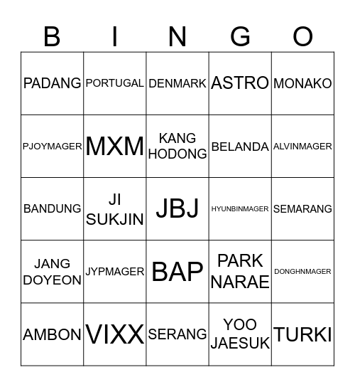DONGHNMAGER Bingo Card