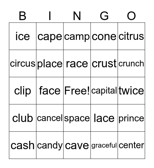 Hard C ~ Soft C Bingo  Bingo Card