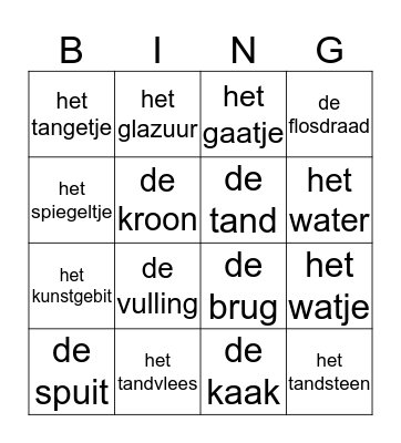 De tandarts Bingo Card