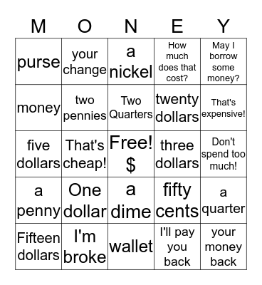 $$$$$$$$$$$$$$$$$$$$$$$$$$$$$$ Bingo Card