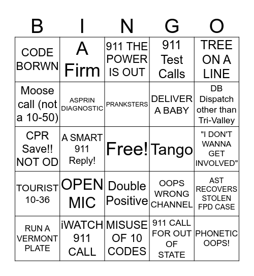 TELECOMMUNICATOR WEEK BINGO Card