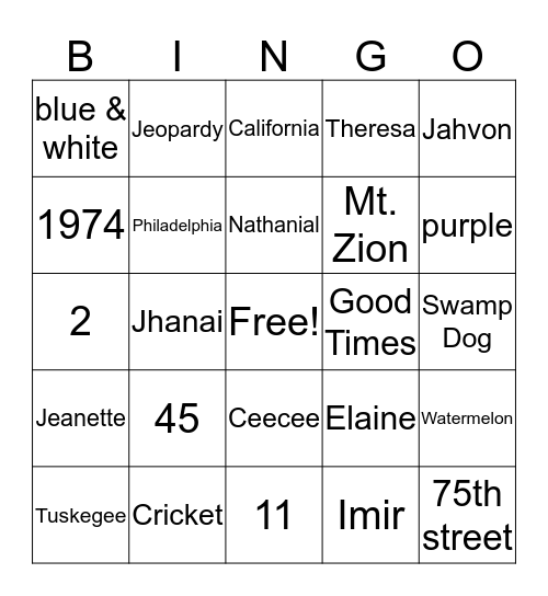 Charlotte & Leeroy's Anniversary Bingo Card