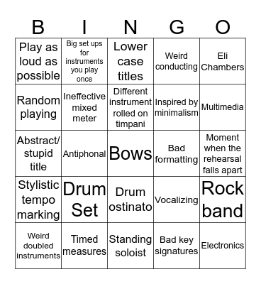 Ampersand Bingo Card