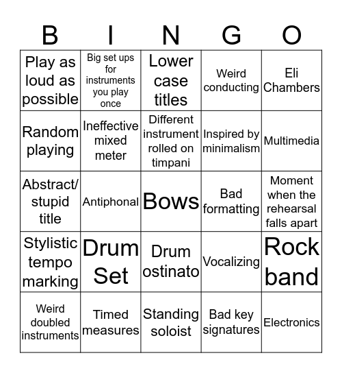 Ampersand Bingo Card