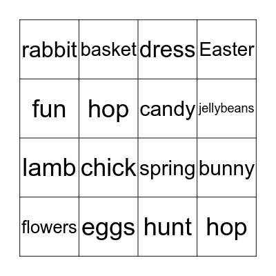 Easter Bingo Card