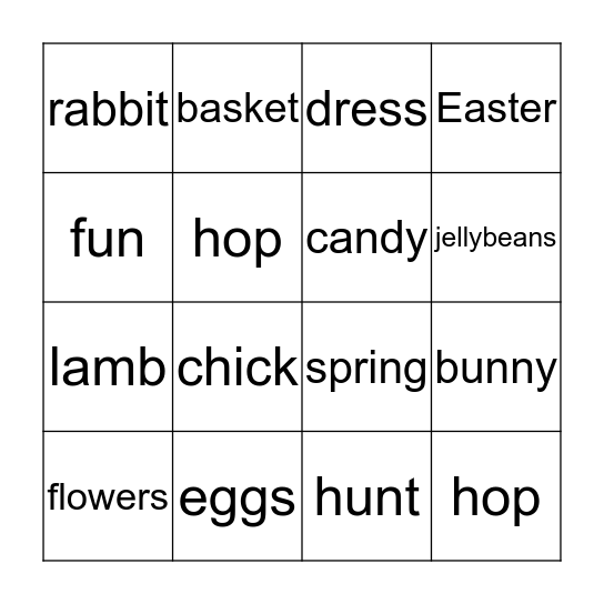 Easter Bingo Card