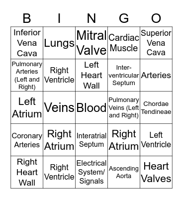 The Heart Bingo Card