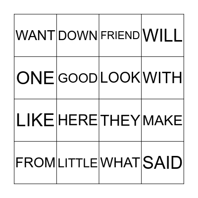 MY SIGHT WORDS - OLIVER Bingo Card