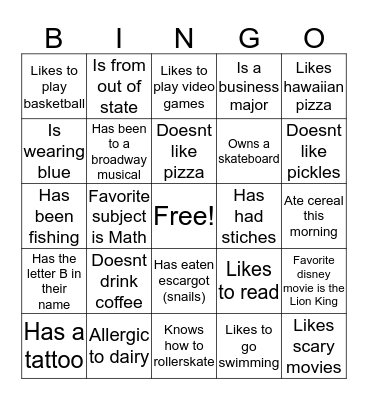 Get to Know You Bingo 2 Bingo Card
