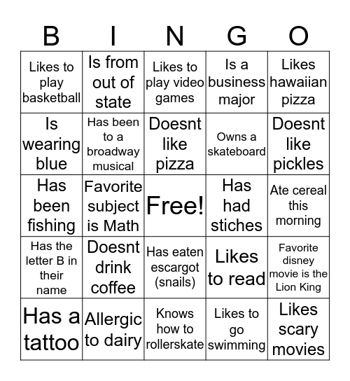 Get to Know You Bingo 2 Bingo Card