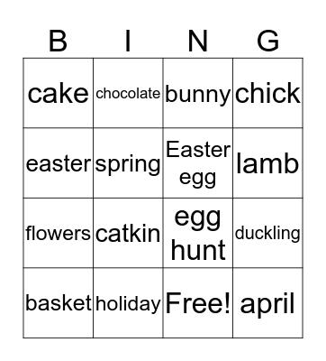 Easter Bingo Card