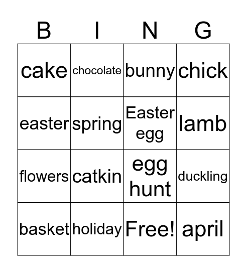 Easter Bingo Card