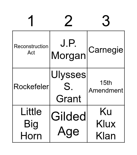 SI Session Bingo Card