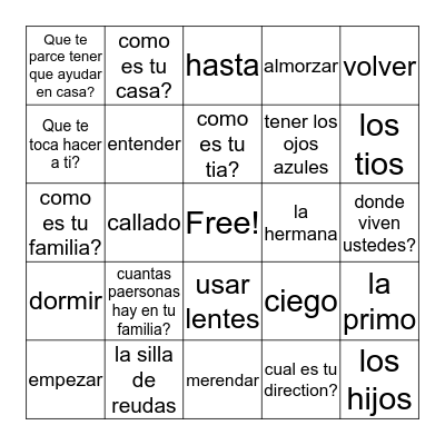Chapter 5 part 1 Bingo Card